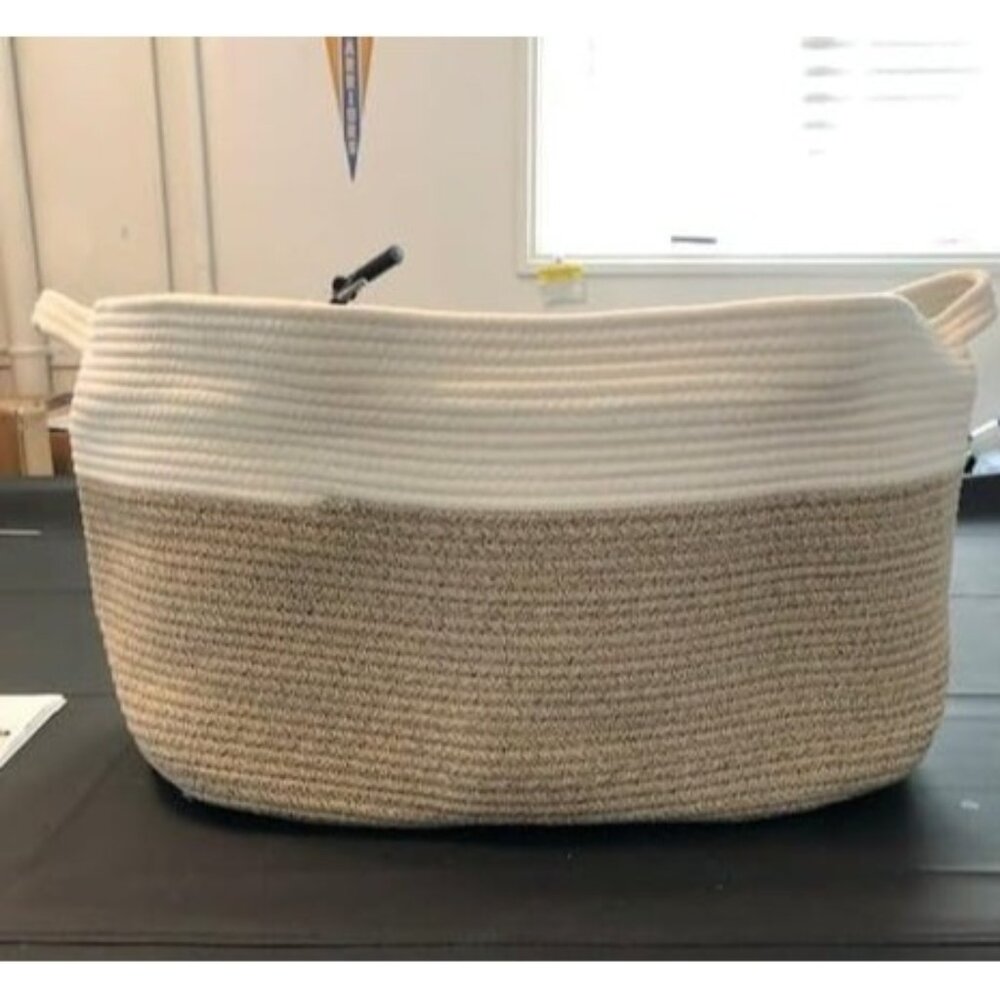 New Large Blanket Basket, Woven Basket for Storage Rectangle Dirty Clothes